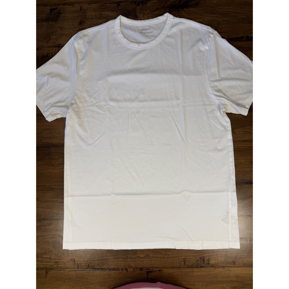 Quince Mens 100% Pima Cotton Crew Neck T-Shirt White Short Sleeve Size Large